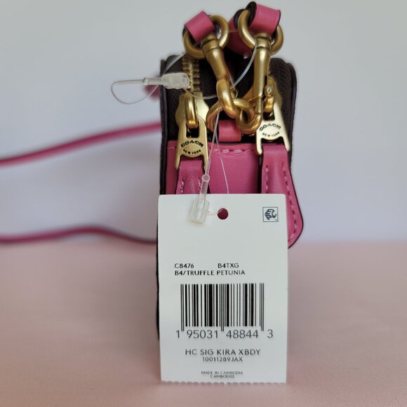COACH Kira Horse And Carriage Canvas & Leather Crossbody-Truffle Petunia color ⭐ - Picture 15 of 16
